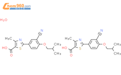 2-(3-氰基-4-异丁基氧基苯基)-4-甲基-5-噻唑羧酸半水化物结构式图片|442664-09-7结构式图片