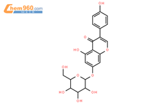 染料木甙, 4',5,7-三羟异黄酮-7-糖苷结构式图片|529-59-9结构式图片