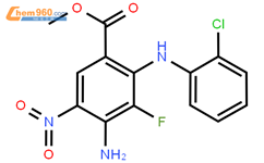 4-氨基-2-（2-氯苯基氨基）-3-氟-5-硝基苯甲酸甲酯结构式图片|606143-98-0结构式图片