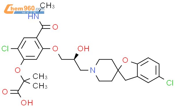 2-[2-chloro-5-[(2S)-3-(5-chlorospiro[3H-1-benzofuran-2,4'-piperidine]-1'-yl)-2-hydroxypropoxy]-4-(methylcarbamoyl)phenoxy]-2-methylpropanoic acid结构式图片|1003566-93-5结构式图片