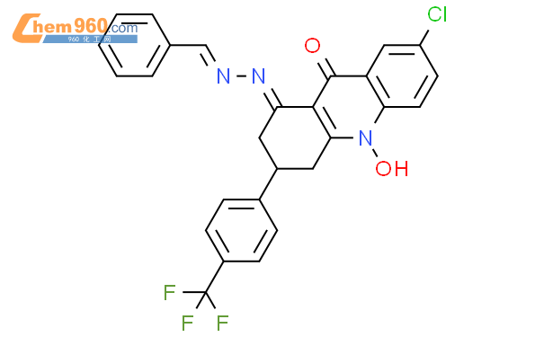 1-(Benzylidenehydrazono)-7-chloro-10-hydroxy-3-(4-(trifluoromethyl)phenyl)-1,2,3,4-tetrahydroacridin-9(10H)-one