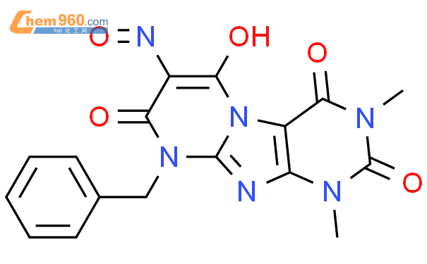 亞硝基-9-(苯基甲基)-嘧啶並[2,1-f]嘌呤-2,4,8(1h,3h,9h)-三酮結構式