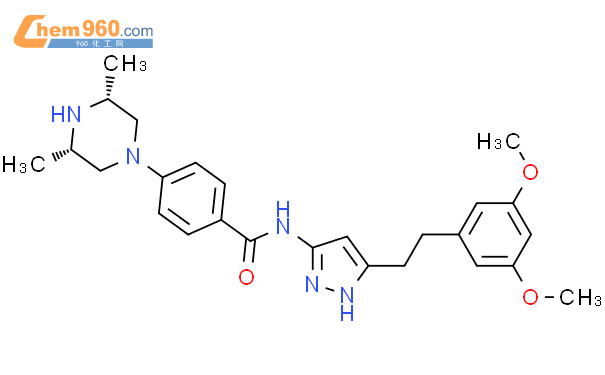 rel-N-[5-[2-(3,5-二甲氧基苯基)乙基]-1H-吡唑-3-基]-4-[(3R,5S)-3,5-二甲基-1-哌嗪基]苯甲酰胺