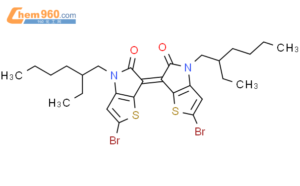 (E)-2,2'-二溴-4,4'-双(2-乙基己基)-[6,6'-联噻吩并[3,2-b]吡咯烷亚基]-5,5'(4H,4H')-二酮结构式图片|1147124-49-9结构式图片