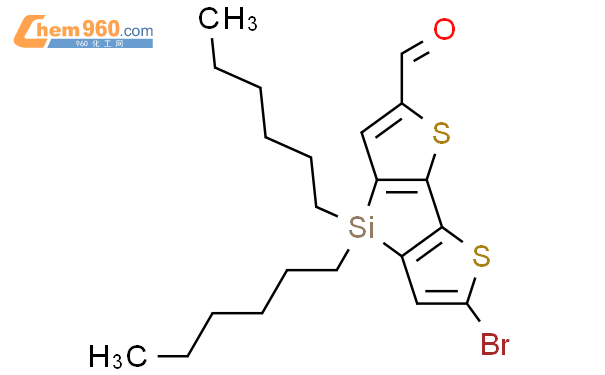 6-溴-4,4-二己基-4H-噻咯并[3,2-b:4,5-b']二噻吩-2-甲醛结构式