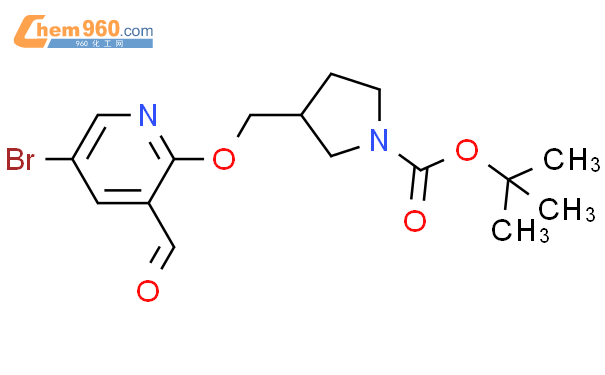 3-((5-溴-3-甲酰基吡啶-2-氧基)甲基)吡咯烷-1-羧酸叔丁酯结构式图片|1203499-20-0结构式图片