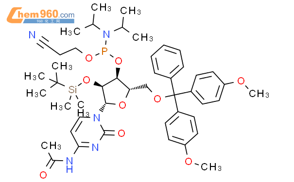 N-乙酰基-5'-O-(4,4-二甲氧基三苯甲基)-2'-O-[(叔丁基)二甲基硅基]胞苷-3'-(2-氰基乙基-N,N-二异丙基)亚磷酰胺