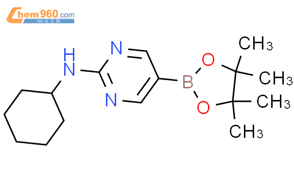 2-(环己基氨基)嘧啶-5-硼酸频那醇酯结构式图片|1218789-35-5结构式图片