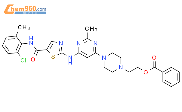 2-(4-(6-((5-((2-chloro-6-methylphenyl)carbamoyl)thiazol-2-yl)amino)-2-methylpyrimidin-4-yl)piperazin-1-yl)ethyl benzoate