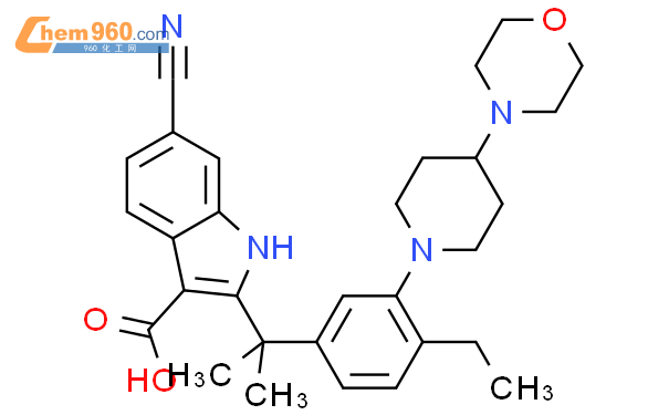 6-cyano-2-(2-(4-ethyl-3-(4-morpholinopiperidin-1-yl)phenyl)propan-2-yl)-1H-indole-3-carboxylic acid