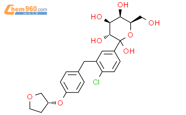1-C-[4-氯-3-[[4-[[(3S)-四氢-3-呋喃基]氧基]苯基]甲基]苯基]-alpha-D-吡喃葡萄糖结构式图片|1279691-35-8结构式图片
