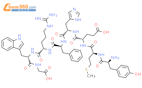 Glycine,N-[N-[N2-[N-[N-[N-(N-L-tyrosyl-L-methionyl)-L-a-glutamyl]-L-histidyl]-L-phenylalanyl]-L-arginyl]-L-tryptophyl]-(9CI)结构式