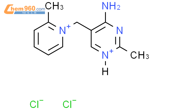 2-甲基-5-[(2-甲基吡啶鎓基)甲基]嘧啶-1-鎓-4-胺二氯化物