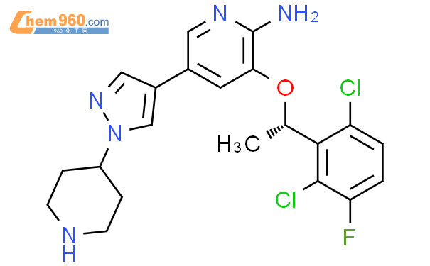 2-​Pyridinamine, 3-​[(1S)​-​1-​(2,​6-​dichloro-​3-​fluorophenyl)​ethoxy]​-​5-​[1-​(4-​piperidinyl)​-​1H-​pyrazol-​4-​yl]​-