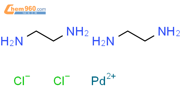 双(乙二胺)氯化鈀(II)结构式