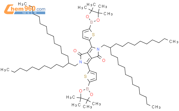 2,5-二(2-癸基十四烷基)-3,6-二(5-硼酸频哪醇酯噻吩基)-吡咯并吡咯二酮结构式图片|1412448-63-5结构式图片