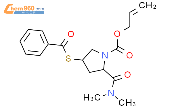 (2S,4S)-N,N-二甲基-1-烯丙氧羰基-4-苯甲酰硫基-2-吡咯烷甲酰胺结构式图片|141818-73-7结构式图片