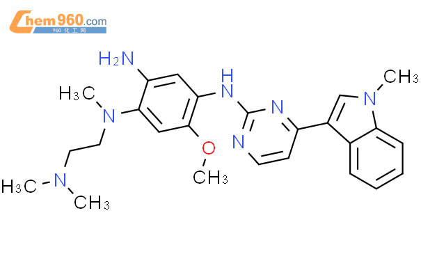 N1-(2-二甲基氨基乙基)-5-甲氧基-n1-甲基-n4-[4-(1-甲基吲哚-3-基)嘧啶-2-基]苯-1,2,4-三胺结构式图片|1421372-66-8结构式图片