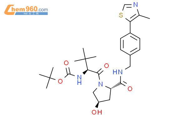 tert-butyl ((S)-1-((2S,4R)-4-hydroxy-2-((4-(4-methylthiazol-5-yl)benzyl)carbamoyl)pyrrolidin-1-yl)-3,3-dimethyl-1-oxobutan-2-yl)carbamate结构式图片|1448189-98-7结构式图片