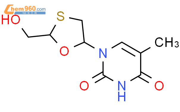 145986-10-3_2,4(1H,3H)-Pyrimidinedione,1-[2-(hydroxymethyl)-1,3-oxathiolan-5-yl]-5-methyl-, (2R ...