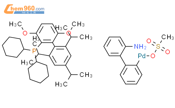 甲磺酸(2-二环己基膦-3,6-二甲氧基-2',4',6'-三异丙基-1,1'-联苯)(2'-氨基-1,1'-联苯基-2-基)钯(II)结构式图片|1470372-59-8结构式图片
