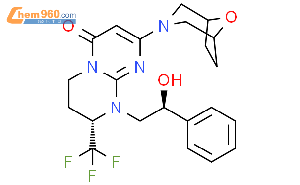 (8S)-6,7,8,9-四氢-9-[(2S)-2-羟基-2-苯乙基]-2-(8-氧杂-3-氮杂双环[3.2.1]辛-3-基 )-8-(三氟甲基)-4H-嘧啶并[1,2-a]嘧啶-4-酮结构式