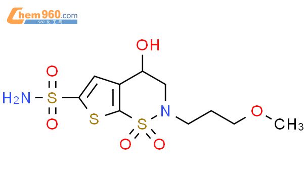 (S)-3,4-二氢-4-羟基-2-(3-甲氧丙基)-2H-噻吩并[3,2-e]-1,2-噻嗪-6-磺酰胺 1,1-二氧化物结构式图片|154127-42-1结构式图片