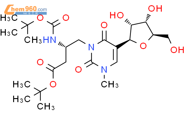N1-甲基-N3-[(2S)-2-(t-丁氧羰基)氨基-3-(t-丁氧羰基)]丙基假尿苷结构式图片|1613530-24-7结构式图片