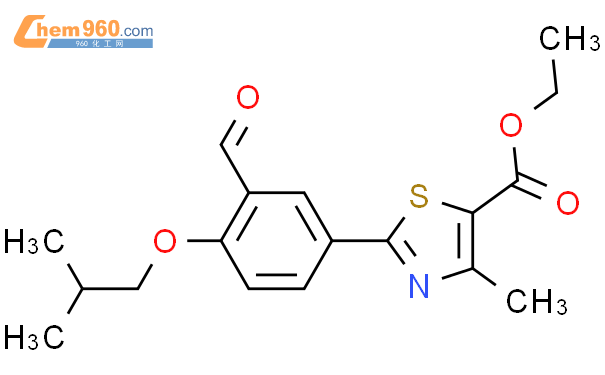 2-(3-醛基-4-异丁氧基苯基)-4-甲基噻唑-5-甲酸乙酯结构式图片|161798-03-4结构式图片