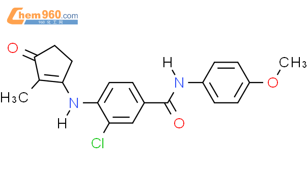3-氯-N-（4-甲氧基苯基）-4-（（2-甲基-3-氧代环戊-1-烯-1-基）氨基）苯甲酰胺结构式图片|1672684-68-2结构式图片