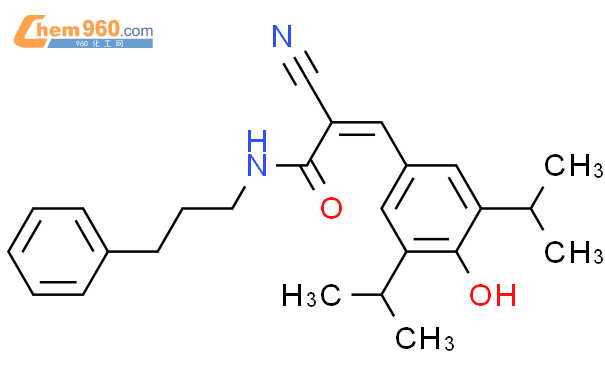 (E)-2-氰基-3-(4-羟基-3,5-二异丙基苯基)-n-(3-苯基丙基)丙烯酰胺结构式图片|168835-82-3结构式图片