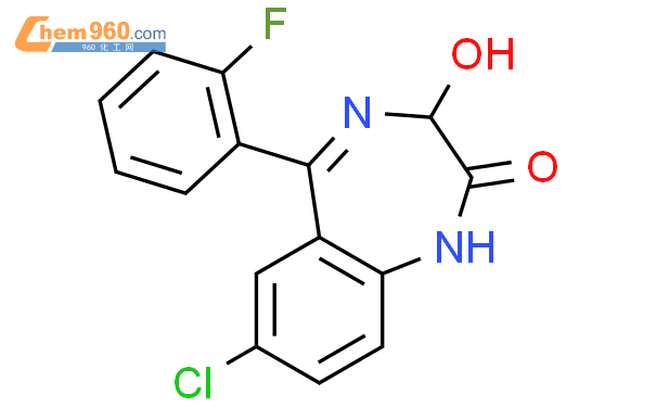 7-氯-5-(2-氟苯基)-1,3-二氢-3-羟基-2H-1,4-苯并二氮杂卓-2-酮结构式