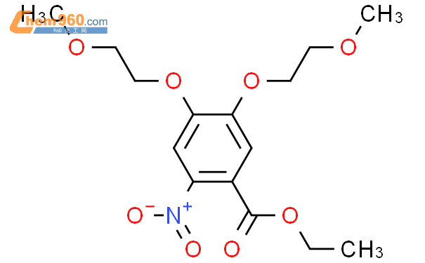 4,5-二(2-甲氧基乙氧基)-2-硝基苯甲酸乙酯结构式图片|179688-26-7结构式图片