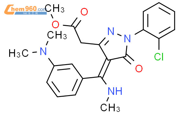 (Z)-Methyl 2-(1-(2-chlorophenyl)-4-((3-(dimethylamino)phenyl)(methylamino)methylene)-5-oxo-4,5-dihydro-1H-pyrazol-3-yl)acetate结构式图片|1820587-57-2结构式图片
