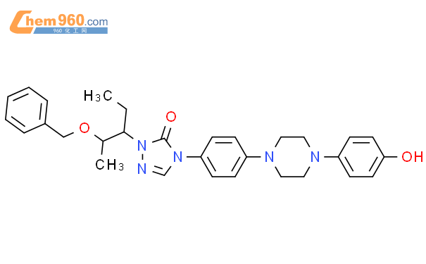 2-[(1S,2S)-1-乙基-2-苄氧基丙基]-2,4-二氢-4-[4-[4-(4-羟基苯基)-1-哌嗪基]苯基]-3H-1,2,4-三氮唑-3-酮结构式图片|184177-83-1结构式图片