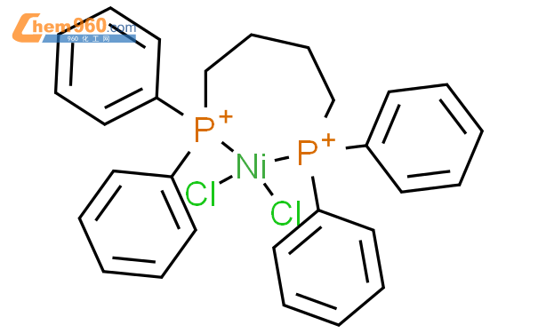 二氯[1,4-双(二苯基膦)丁烷]镍(II)结构式