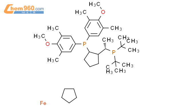 5-二甲基苯基)膦]二茂鐵基}乙基二叔丁基膦結構式