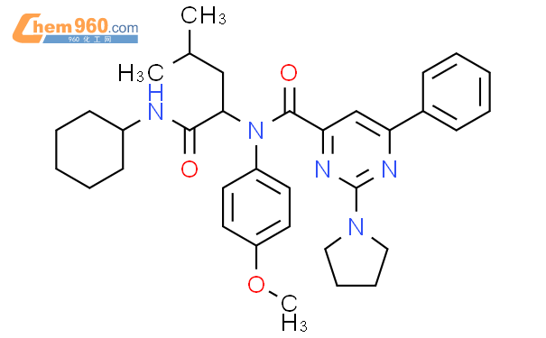 (9ci)-n-[1-[(环己基氨基)羰基]-3-甲基丁基]-n-(4-甲氧基苯基)-6-苯基-2-(1-吡咯烷)-4-嘧啶羧酰胺