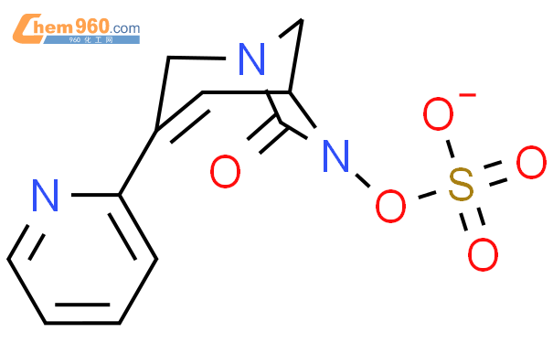 硫酸单[7-氧代-3-(2-吡啶基)-1,6-二氮杂双环[3.2.1]辛-3-烯-6-基]酯离子(1-)结构式