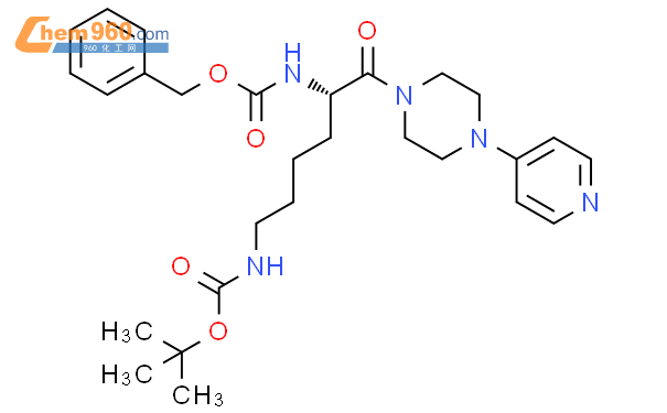 Carbamic acid, N-[(1S)-5-[[(1,1-dimethylethoxy)carbonyl]amino]-1-[[4-(4-pyridinyl)-1-piperazinyl]carbonyl]pentyl]-, phenylmethyl