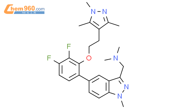 5-[3,4-difluoro-2-[2-(1,3,5-trimethyl-1H-pyrazol-4-yl)ethoxy]phenyl]-N,N,1-trimethyl-1H-indazole-3-methanamine结构式图片|2059148-82-0结构式图片