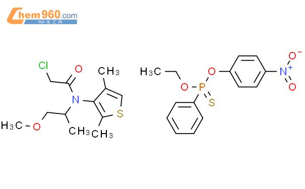 O-ethyl O-(4-nitrophenyl) phenylphosphonothioate - 2-chloro-N-(2,4-dimethylthiophen-3-yl)-N-(1-methoxypropan-2-yl)acetamide (1:1)