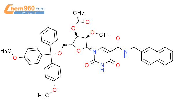 5-萘基-β-甲氨基羰基-3'-O-乙酰基-2'-O-甲基-5'-O-DMTr-尿苷结构式图片|2095417-00-6结构式图片