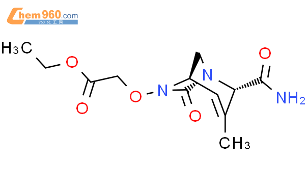 Acetic acid, 2-[[(1R,2S,5R)-2-(aminocarbonyl)-
3-methyl-7-oxo-1,6-diazabicyclo[3.2.1]oct-3-
en-6-yl]oxy]-, ethyl ester