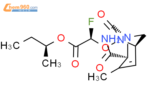 Acetic acid, 2-[[(1R,2S,5R)-2-(aminocarbonyl)-
3-methyl-7-oxo-1,6-diazabicyclo[3.2.1]oct-3-
en-6-yl]oxy]-2-fluoro-, (1S)-1-methylpropyl
ester, (2R)-