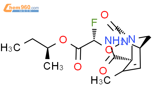 Acetic acid, 2-[[(1R,2S,5R)-2-(aminocarbonyl)-
3-methyl-7-oxo-1,6-diazabicyclo[3.2.1]oct-3-
en-6-yl]oxy]-2-fluoro-, (1S)-1-methylpropyl
ester, (2S)-