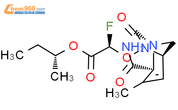 Acetic acid, 2-[[(1R,2S,5R)-2-(aminocarbonyl)-
3-methyl-7-oxo-1,6-diazabicyclo[3.2.1]oct-3-
en-6-yl]oxy]-2-fluoro-, (1R)-1-methylpropyl
ester, (2R)-