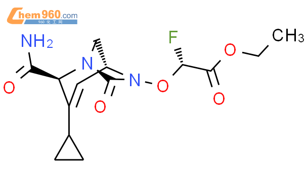 Acetic acid, 2-[[(1R,2S,5R)-2-(aminocarbonyl)-
3-cyclopropyl-7-oxo-1,6-diazabicyclo[3.2.1]
oct-3-en-6-yl]oxy]-2-fluoro-, ethyl ester, (2R)-
