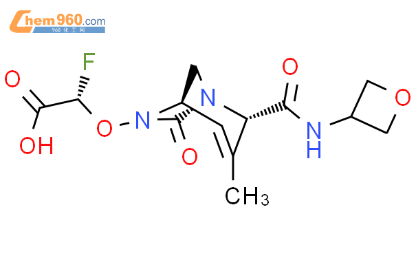 Acetic acid, 2-fluoro-2-[[(1R,2S,5R)-3-methyl-2-
[(3-oxetanylamino)carbonyl]-7-oxo-1,6-diazab
icyclo[3.2.1]oct-3-en-6-yl]oxy]-, (2S)-