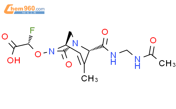 Acetic acid, 2-[[(1R,2S,5R)-2-[[[(acetylamino)
methyl]amino]carbonyl]-3-methyl-7-oxo-1,6-
diazabicyclo[3.2.1]oct-3-en-6-yl]oxy]-2-fluoro-,
(2S)-